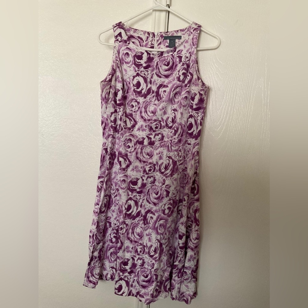 Hillard & Hanson Sleeveless Purple Rose Print Dress